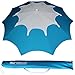 AMMSUN 2017 7ft Beach Patio Heavy Duty Umbrella 10 Panels Deluxe Flower Design,Adjustable Height,with Deluxe zinc Tilt,Lake Blue/White