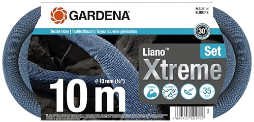 Gardena Liano Xtreme 1/2 Zoll, 10 m Set: Extrem robuster Gartenschlauch aus Textilgewebe, für Indoor-Wasserhähne, mit PVC-Innenschlauch, leichtgewicht