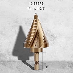 COMOWARE Hex Shank Cobalt Step Drill Bit with Two