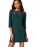 SheIn Women's Hollow Lace Patchwork 3/4 Sleeve Shift Dress