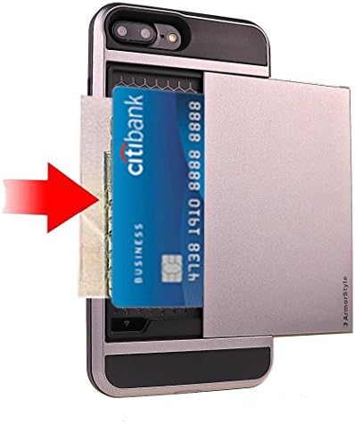 NEW - BEST IPHONE 7 PLUS WALLET CASE | Thinnest 7P Case with Card Holder | 2 Cards/IDs or Cash | Mil Grade | Pocket Friendly | Purchase Best iPhone 7P Wallet Case - ArmorStyle Slim Slide (Gunmetal)