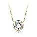 MYJS Bella Drop Necklace Gold Plated with Clear Swarovski Crystals, Birthstone Pendant Gift 16+2