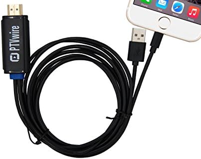 PTVwire Digital AV Adapter Plug &amp; Play Lightning To HDMI Cable 1080P HDTV Adapter for Select iPhone, iPad and iPod Models (ca04i)