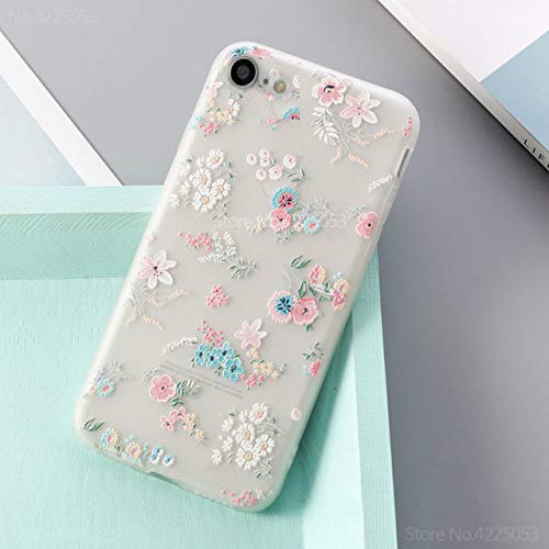 Enflamo 3D Soft TPU Flower Pattern Printed Back Cover for iPhone 7 / iPhone 8 (White)