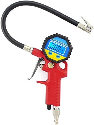 Digital Tire Pressure Gauge,Integrated Closed,Straight Lock-On Air Chuck,LCD Backlit Screen,Digital Tire Inflator with 90 Degree Valve Extender,Nice Gift Present for Christmas,Boxing Day New —Tektree