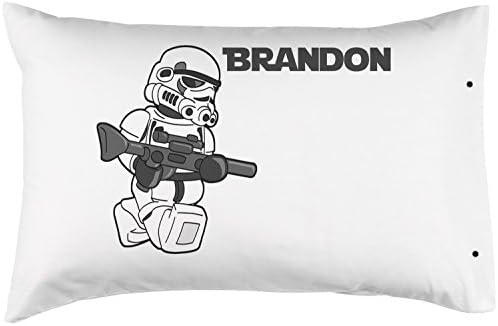 Personalized Stormtrooper Lego Man Pillowcase, Fun StarWars theme - 100% Double Brushed Microfiber With Snap Enclosure - 20"x30"