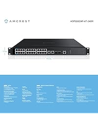 Amcrest Gigabit Uplink de 26 puertos PoE + Ethernet Switch con 24 puertos PoE + (Plus) 802.3 a 360 W SFP óptico, gestionado (agps26e24p a 240 m)
