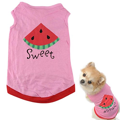 Howstar Pet Shirt, Printed Puppy Shirt Dog Clothes Soft Vest for Summer Pet Apparel (XS, Pink)
