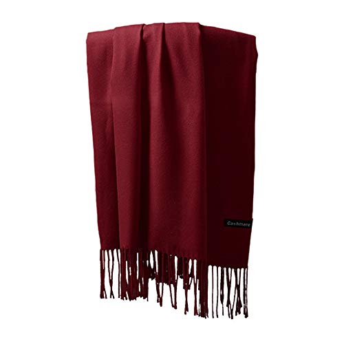 Women Warm Scarf,Kanhan Bohemia Cashmere Tassels Shawl Voile Rectangle Scarf Scarves (Wine Red)