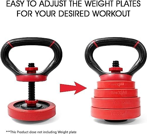 Poignée Kettlebell Yes4All - Transforme Haltères En Kettlebells - Supporte 45kg - ABS Et Caoutchouc