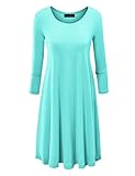 CTC Womens Round Neck 3/4 Sleeves Trapeze Dress - Made in USA