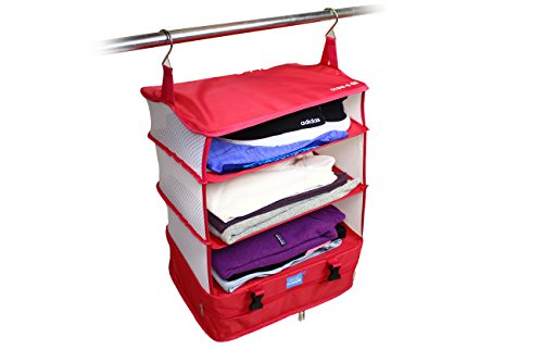 Stow-N-Go Portable Luggage System – Large – Pink, Packable Hanging Travel Shelves and Organizer