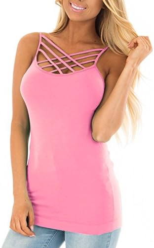 Hatoat Womens Tank Tops Hollow Out Crisscross Shirts Open Back Sexy Camisole Vest