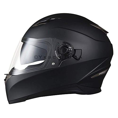 LeeMas Inc DOT Approved Motorcycle Full Face Helmet Double Visors ABS Air Vent Lightweight Motorbike Touring Sports (Size L, Matte Black) - Thumbnail 3