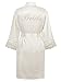Swhiteme Bridal Robe with Lace Trim, 3/4 Sleeves