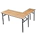 Need L Shaped Desk, Folding Computer Desk, 55 inches x 55 inches L Desk for Home Office, One-Step Assembly Foldable Table, Teak and Black