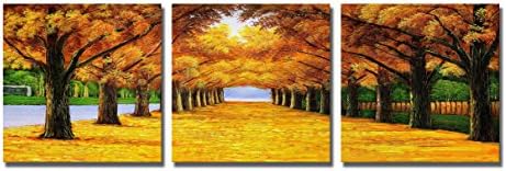 The Decor Shop - Canvas Prints Golden Yellow Trees Landscape Print on Canvas Wall Art Framed Modern Decor Artwork for Home Decoration 12x12inch