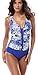 Attraco Womens Halter Neck One Piece Swimwear Floral High Cut Push Up Swimsuit