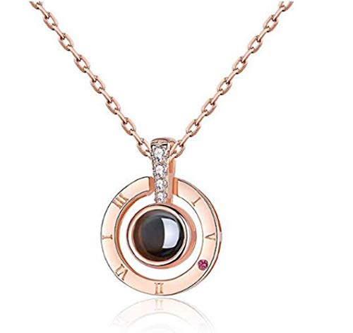 Fellee I Love You Pendant Necklace, 100 Different Languages I Love U, The Memory Love Nanotechnology Projectio