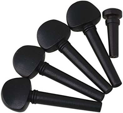 Yibuy Violin Ebony 4/4 Tuning Pegs &amp; Endpin Set Replacement Pack of 4