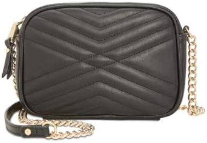 black quilted crossbody bag with chain