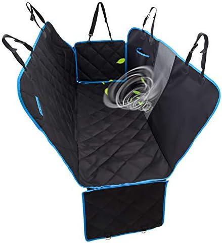 Pet Dog Car Seat Covers - Deluxe Waterproof Sedan Bench Seat Cover Hammock For Dogs,Pets,Small Animals with Mesh Window,Non Slip Quilted Back Rear Seat Protector for Any Vehicle,SUV and Truck