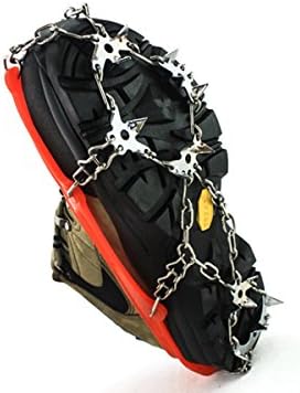 Non-slip Shoes Crampons Manganese Steel Construction Outdoor Snow Walking Hiking Winter Dod Walking 18 Teeth Claws for Women and Kids