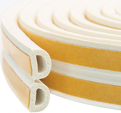 ZATAYE Window draft stopper- Self-adhesive Doors and Windows Draught Excluder Foam Seal Strip Collision Avoidance Rubber Weatherproof Seal (D-type 5m) (White)