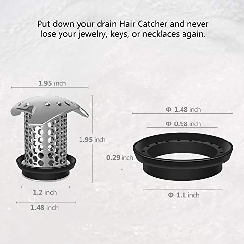 LEKEYE Drain Hair Catcher/Tub Drain Cover/Bathtub Shower Drain Protector/Strainer/Stainless Steel and Silicone-Silver