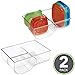 mDesign Food Storage Container Lid Holder, 3-Compartment Plastic Organizer Bin for Organization in Kitchen Cabinets, Cupboards, Pantry Shelves - 2 Pack - Clear