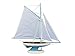 Hampton Nautical Wooden Bermuda Sloop Light Blue Model Sailboat Decoration 17