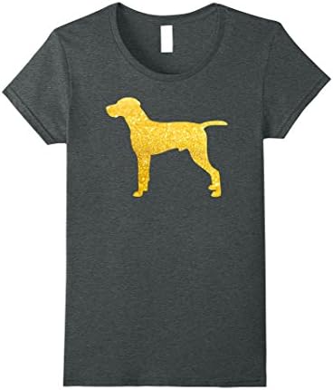 Womens HUNGARIAN HOUND Gold Glitter T-Shirt For Ladies Small Dark Heather