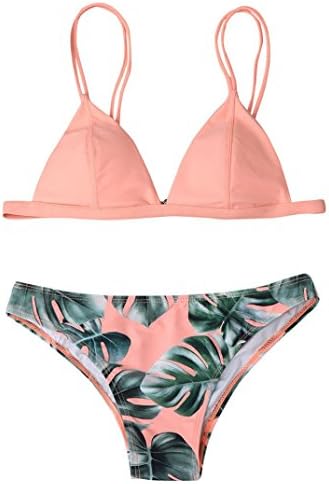 Hot Sale Swimsuits For Women Missyy Print Leaves Bathingsuit Push-Up Bra Sexy Swimwear Beachwear Top Fashion Swimwear Ladies Sexy Bikini (XL, Pink)