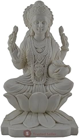 10" Goddess Laxmi Lakshmi Ji Statue Handmade Poly Marble Home Decor Art Best Gift