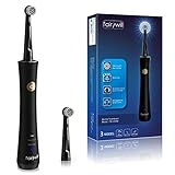 Electric Toothbrush Clean as Dentist Power Rechargeable Battery Toothbrush with Timer Rotating Toothbrush 3 Modes Waterproof with 2 Brush Heads for Home Use or Travel Black by Fairywill