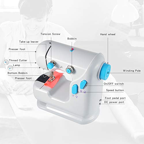 Mini Sewing Machine with Extension Table, Beginner Sewing Machine with