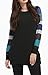 HARHAY Women's Cotton Knitted Long Sleeve Lightweight Tunic Sweatshirt Tops Black & Blue XXL/US12-14