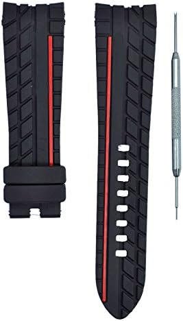 24mm Rubber Watch Band Strap Suitable For Silver Stone RS | Gift Tool (Red Line)