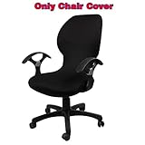 Loghot Pure Color Office Computer Dining Rotating Chair Covers One Piece Universal Lift Chair Slipcovers Pads Covers (Black)