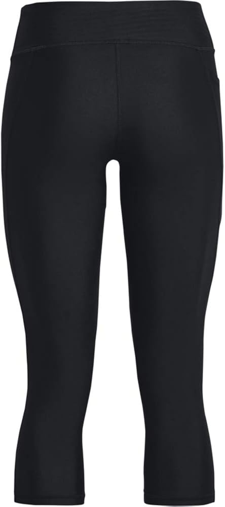 Under Armour Women's HeatGear Mid No-Slip Waistband Pocketed Capri: Clothing
