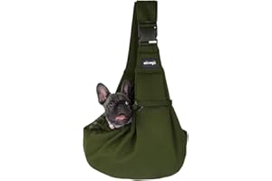 NATUYA Pet Dog Sling Carrier - Dog Sling with Net Bag for Carrier Dogs Cats-Hands Free Pet Bag-Buckle net Pocket pet Bag (Green)