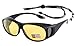 Night Vision Glasses HD Yellow Polarized for Driving Wrap Around Sunglasses Over Prescription Eyewear Anti Glare (Cloth & Strap Included)