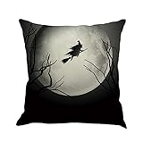 Happy Halloween Throw Pillow Covers, Ankola Cotton Linen Sofa Cushion Cover Cases for Home Decor 18 x 18 (A)