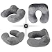 Hawkko Inflatable Travel Pillow, Head/Chin/Neck Support, Velvet Super Soft Neck Pillow, Lightweight/Compact/Portable, Silvery Grey