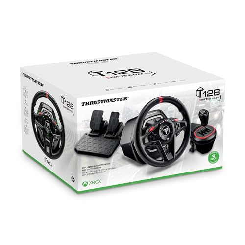 T128 Shifter Pack - Kit de Volante de Carreras y Palanca de Cambios TH8S para Xbox Series X|S, Xbox One y PC (Force Feedback Dinámico, LEDs de Velocidad, 8 Marchas) Negro