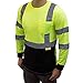 Class 3 Hi-Viz Long Sleeve Black Bottom Safety T-Shirts with Reflective Tapes(Lm, L)