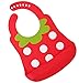 Kidsmile Baby Bib Waterproof Super Soft Silicone 3D Cartoon Easily Wipes Clean and Keep Stains Off Adjustable Neck Strap for Baby Toddler, Deep Pocket Food Crumb Catcher, Strawberry Red