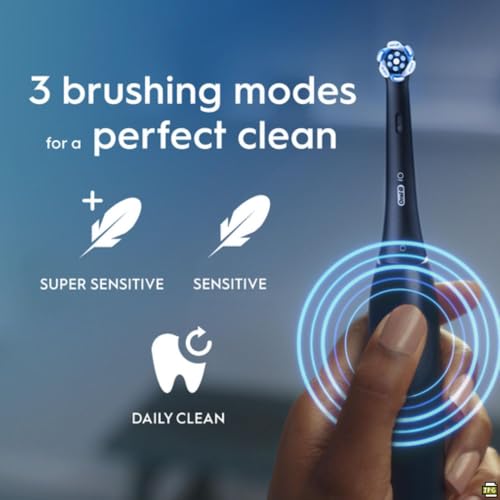 Oral-B iO2 Electric Toothbrush, 1 Gentle Care Toothbrush Head, 1 Travel Case, 1 Travel Refill Holder, Oral B Toothbrush Adults (Night Black), Designed by Braun, 2 Pin UK Plug