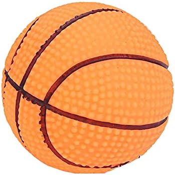 Savena Squeaky Dog Ball Bite Resistant Squeaker No Stuffing Dog Toy Assorted Types Colors,4-Pack (Basketball Pack of 1)