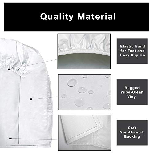 Smart Design RV Wheel Covers - Model 3 - Protects Against Rust & Storage Damage - for RV, Semi Trucks, Large Vehicle Tires (2-Pack) (Fits 29-31.75" Diameter Wheels) [White w/Felt] - Thumbnail 4